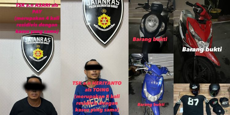 Tim Resmob Polda Kalbar Tangkap Dua Residivis Curanmor di Pontianak, Satu Pelaku Dilumpuhkan