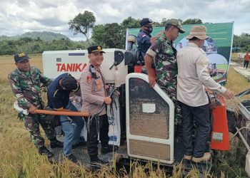 Presiden RI Gelar Zoom Meeting Panen Serentak, Kapolsek dan Forkopimcam Sengah Temila Turut Serta